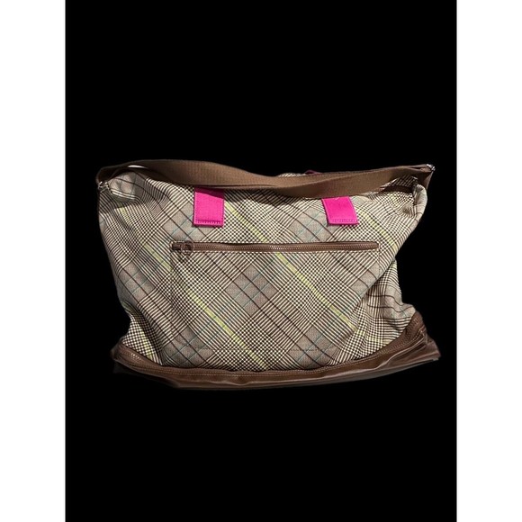 Land’s End Canvas Getaway Duffle Bag Antique Alabaster Pink Glen Plaid Travel - Picture 6 of 16